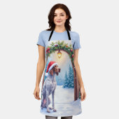 German Shorthaired Pointer Snowy Gate Santa Hat エプロン (着用した状態)