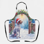 German Shorthaired Pointer Snowy Gate Santa Hat エプロン (正面)