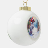 German Shorthaired Pointer Snowy Gate Santa Hat セラミックボールオーナメント (左)