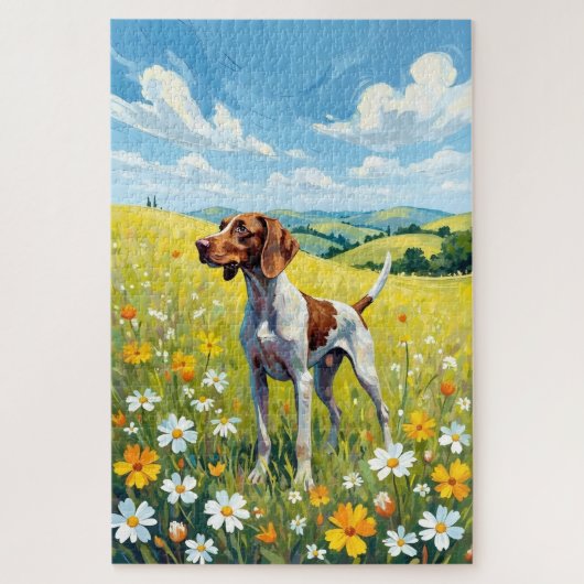 German Shorthaired Pointer Spring Meadow Dog ジグソーパズル (縦)