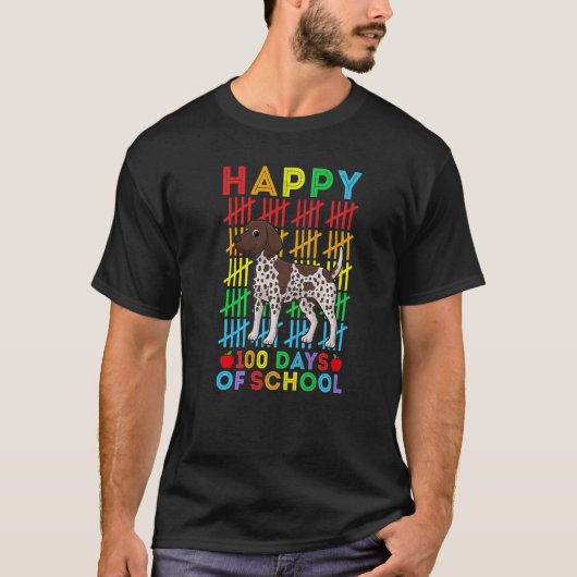 German Shorthaired Pointer Student Happy 100 Days  Tシャツ (正面)