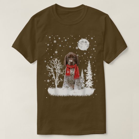 German Shorthaired Pointer Under Moonlight Snow Ch Tシャツ (デザイン正面)