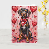 German Shorthaired Pointer Valentine’s Day カード (黄色い花)