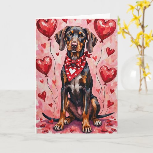 German Shorthaired Pointer Valentine’s Day カード (黄色い花)