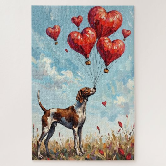 German Shorthaired Pointer Valentine's Day Heart ジグソーパズル (縦)