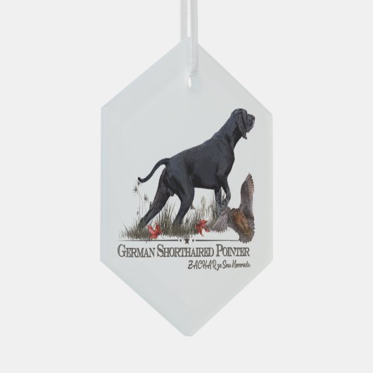 German Shorthaired Pointer, ZACHAR Tapestry Poster ガラスオーナメント (正面右)