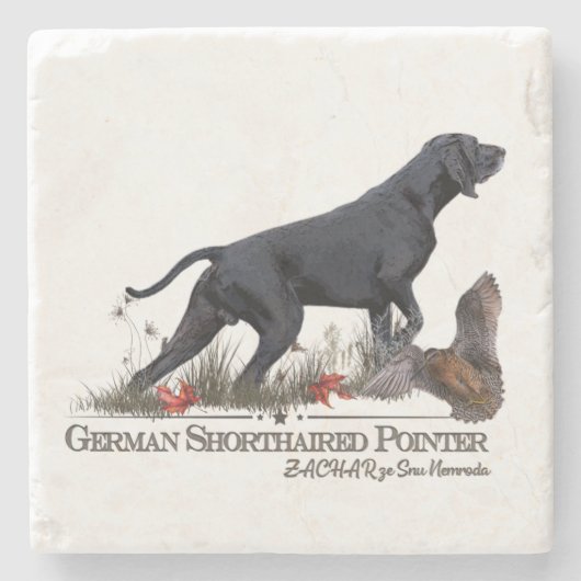 German Shorthaired Pointer, ZACHAR Tapestry Poster ストーンコースター (正面)
