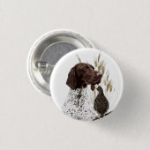 German Shorthased Pointers(GSP)はがきコーヒー 缶バッジ (正面&裏面)