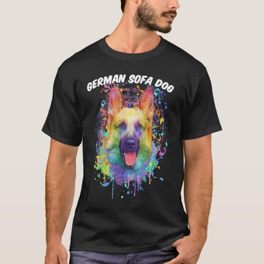 German Sofa Dog  German Shepherd Humor Shepard Tシャツ (正面)