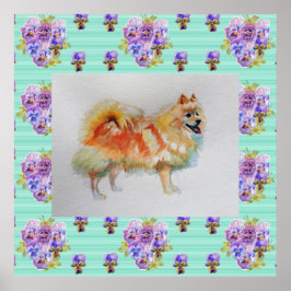 German Spitz Pomeranian Dog art Painting Poster ポスター