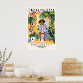 German Wirehaired Dog on Toilet Colourful Matisse ポスター (キッチン)