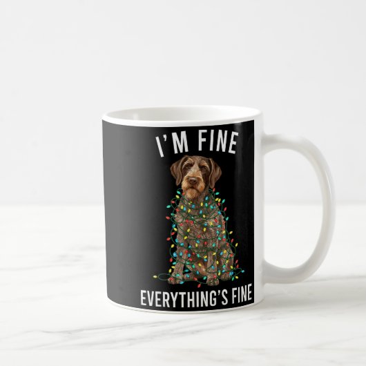 German Wirehaired Inter I'm Fine Everything Is Fin コーヒーマグカップ (右)