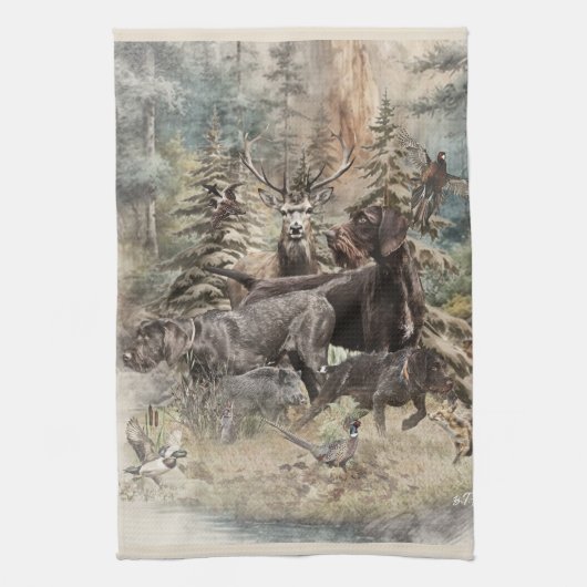 German Wirehaired Pointer キッチンタオル (縦)