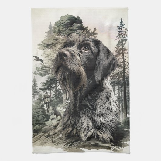 German Wirehaired Pointer キッチンタオル (縦)