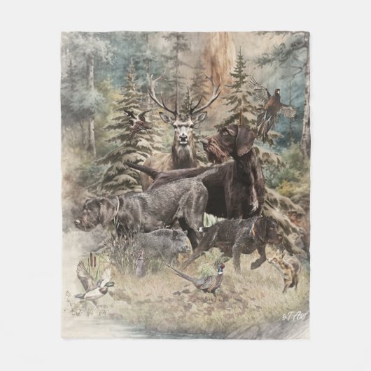 German Wirehaired Pointer フリースブランケット (正面)