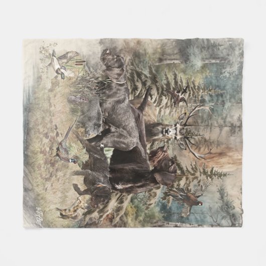 German Wirehaired Pointer フリースブランケット (正面(横))