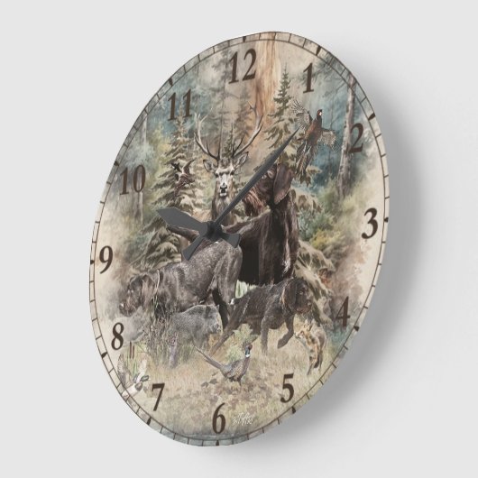 German Wirehaired Pointer ラージ壁時計 (傾斜)