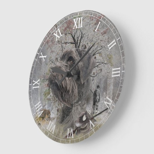 German Wirehaired Pointer ラージ壁時計 (傾斜)