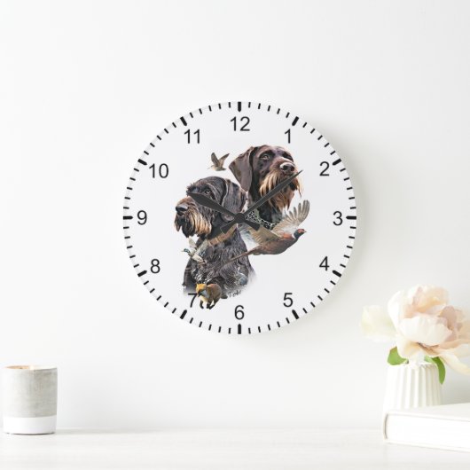 German Wirehaired Pointer ラージ壁時計 (ホーム)