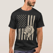 German Wirehaired Pointer American USA Flag Tシャツ (正面)
