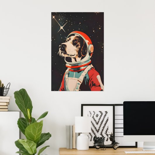 German Wirehaired Pointer Astronaut Poster, German ポスター (ホームオフィス)