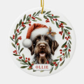 German Wirehaired Pointer Ceramic Circle Ornament セラミックオーナメント (正面)