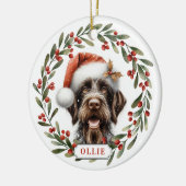 German Wirehaired Pointer Ceramic Circle Ornament セラミックオーナメント (左)