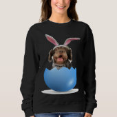 German Wirehaired Pointer Dog Easter Bunny Egg Hun スウェットシャツ (正面)