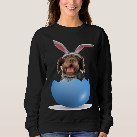 German Wirehaired Pointer Dog Easter Bunny Egg Hun スウェットシャツ (正面)