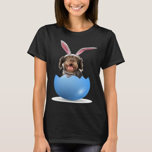 German Wirehaired Pointer Dog Easter Bunny Egg Hun Tシャツ (正面)