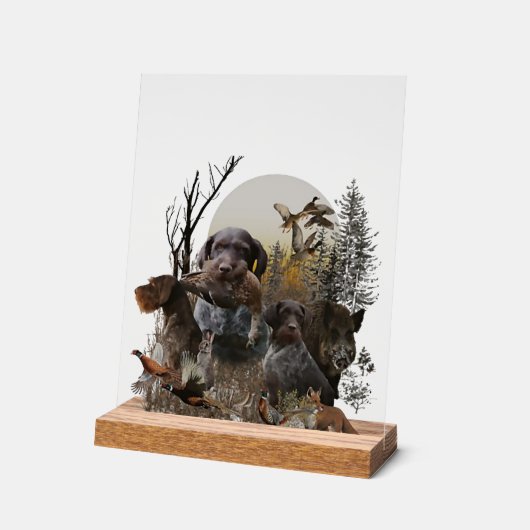 German Wirehaired Pointer, GWP アクリルサイン (傾斜)