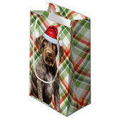 German Wirehaired Pointer Holiday Plaid Christmas スモールペーパーバッグ (正面アングル)