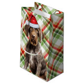 German Wirehaired Pointer Holiday Plaid Christmas スモールペーパーバッグ (裏面アングル)