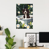 German Wirehaired Pointer In Bathtub Poster, Funny ポスター (ホームオフィス)