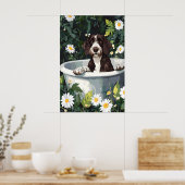 German Wirehaired Pointer In Bathtub Poster, Funny ポスター (キッチン)