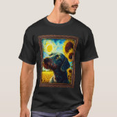 German Wirehaired Pointer Painting Sunflower Flowe Tシャツ (正面)