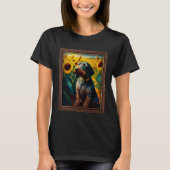 German Wirehaired Pointer Painting Sunflower Flowe Tシャツ (正面)