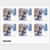 German Wirehaired Pointer Snowy Lodge Santa Hat スクエアシール (シート)