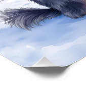 German Wirehaired Pointer Snowy Lodge Santa Hat ポスター (コーナー)