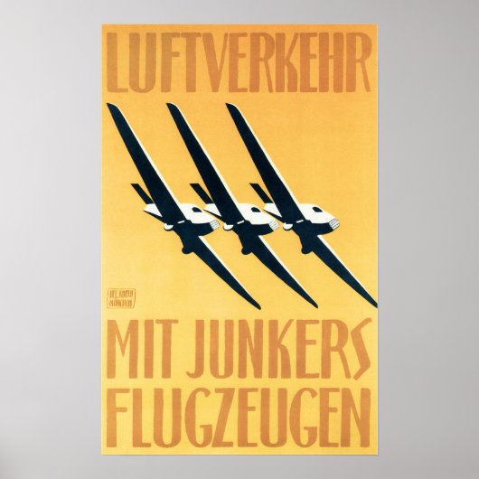 GERMANY Air Transport Junkers Aircraft Vintage ポスター (正面)