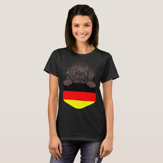 Germany Flag Newfoundland Dog In Pocket Tシャツ (正面フル)