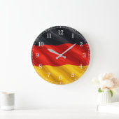 Germany Flag Wall Clock — Waving Flag Design ラージ壁時計 (ホーム)