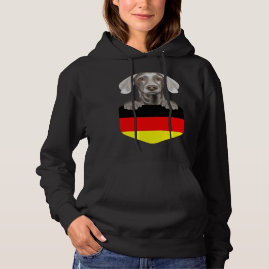Germany Flag Weimaraner Dog In Pocket パーカ (正面)