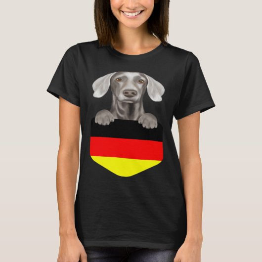 Germany Flag Weimaraner Dog In Pocket Tシャツ (正面)