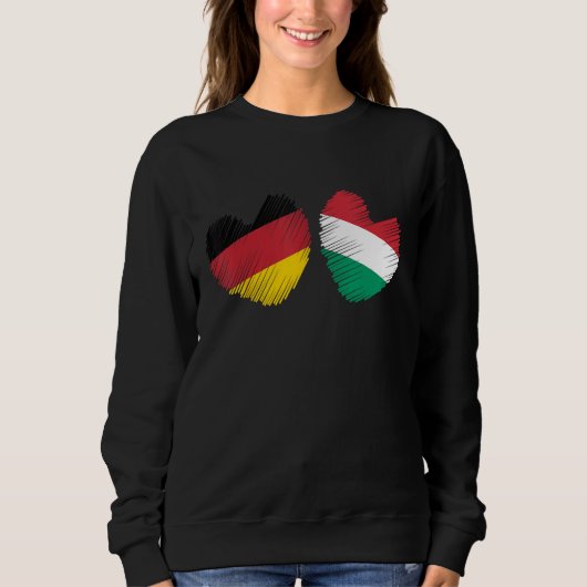 Germany Hungary Heart German Flag Hungarian Flag H スウェットシャツ (正面)