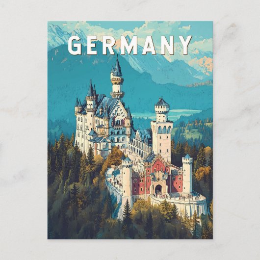 Germany Illustration Travel Art Vintage ポストカード (正面)
