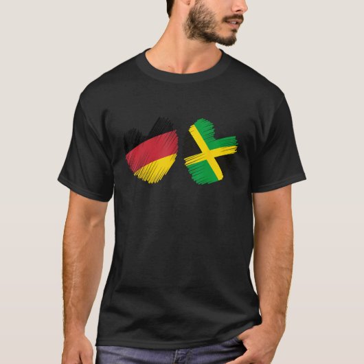 Germany Jamaica Heart German Flag Jamaican Flag Gr Tシャツ (正面)