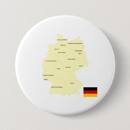 Germany Map with States and Capitals 缶バッジ (正面)