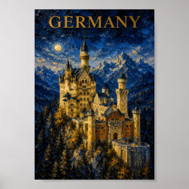 Germany: Mystic Glow Neuschwanstein Castle Art Sou ポスター