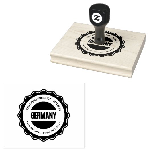 Germany Text Durable Wooden Handle Grip Made In  ラバースタンプ (押印)